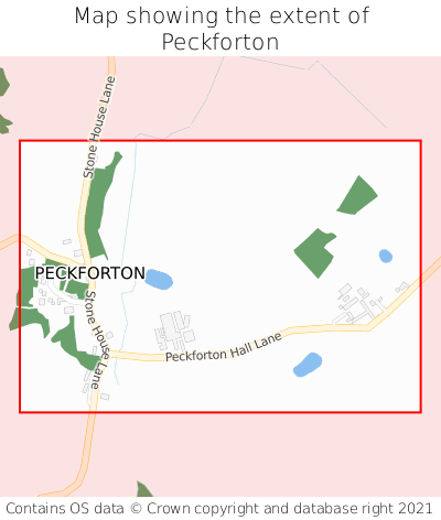 Map showing extent of Peckforton as bounding box