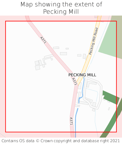 Map showing extent of Pecking Mill as bounding box
