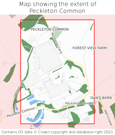 Map showing extent of Peckleton Common as bounding box