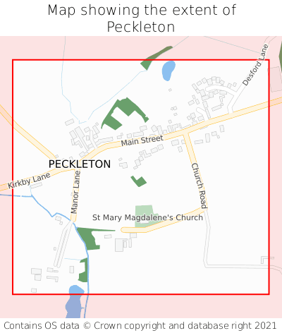 Map showing extent of Peckleton as bounding box