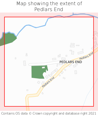 Map showing extent of Pedlars End as bounding box