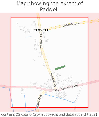 Map showing extent of Pedwell as bounding box