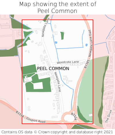 Map showing extent of Peel Common as bounding box