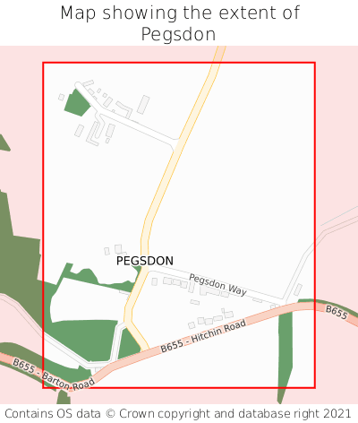 Map showing extent of Pegsdon as bounding box