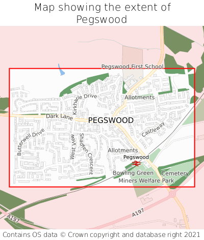Map showing extent of Pegswood as bounding box