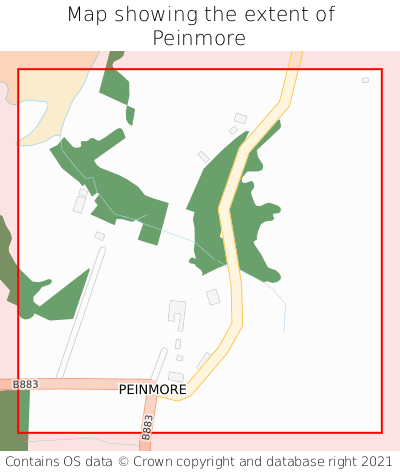 Map showing extent of Peinmore as bounding box