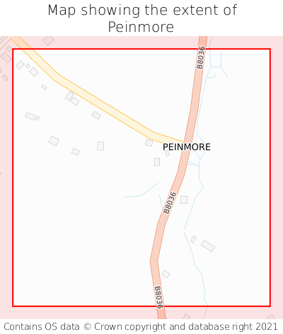 Map showing extent of Peinmore as bounding box