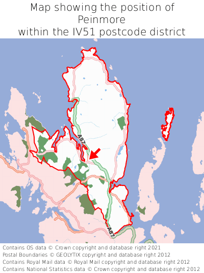 Map showing location of Peinmore within IV51