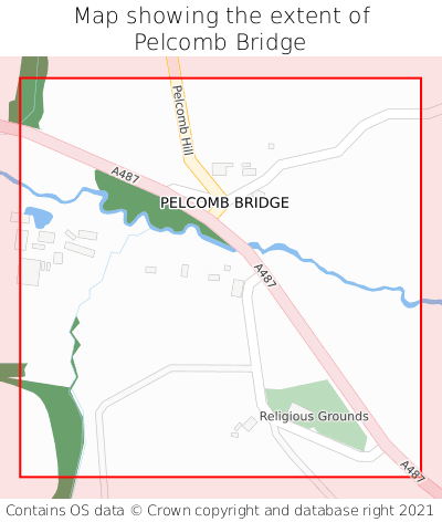 Map showing extent of Pelcomb Bridge as bounding box