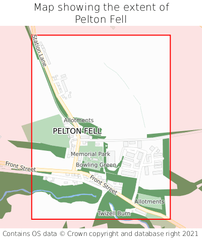 Map showing extent of Pelton Fell as bounding box