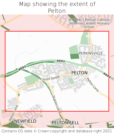 Map showing extent of Pelton as bounding box