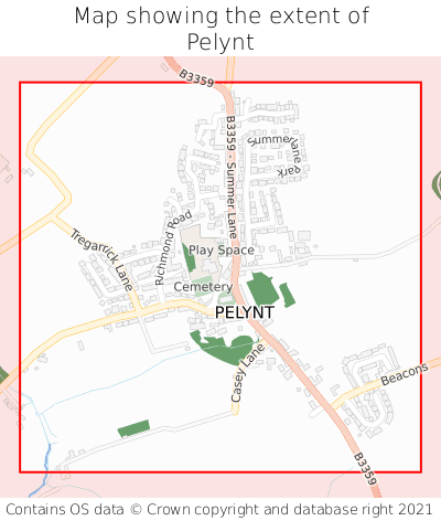 Map showing extent of Pelynt as bounding box