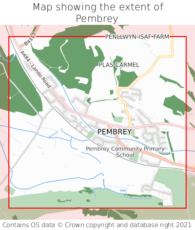 Map showing extent of Pembrey as bounding box