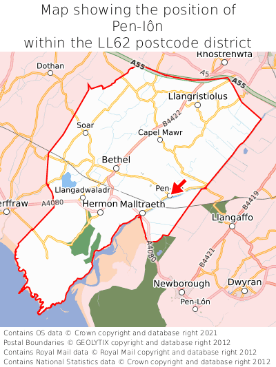 Map showing location of Pen-Iôn within LL62