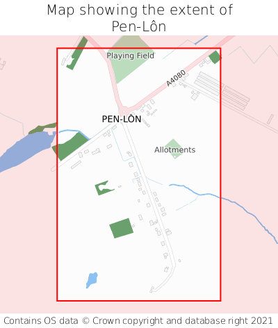 Map showing extent of Pen-Lôn as bounding box
