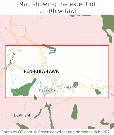 Map showing extent of Pen-Rhiw-fawr as bounding box