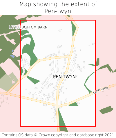 Map showing extent of Pen-twyn as bounding box