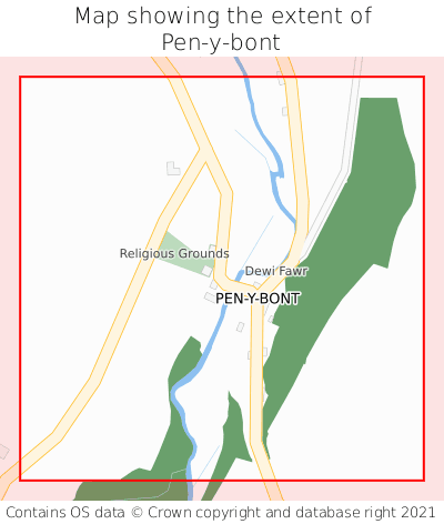 Map showing extent of Pen-y-bont as bounding box