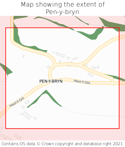 Map showing extent of Pen-y-bryn as bounding box