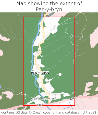 Map showing extent of Pen-y-bryn as bounding box