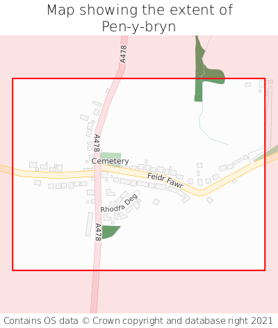 Map showing extent of Pen-y-bryn as bounding box