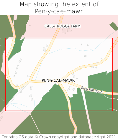 Map showing extent of Pen-y-cae-mawr as bounding box