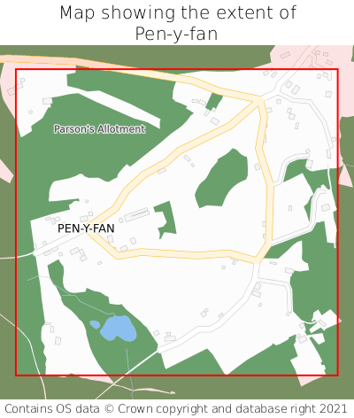 Map showing extent of Pen-y-fan as bounding box