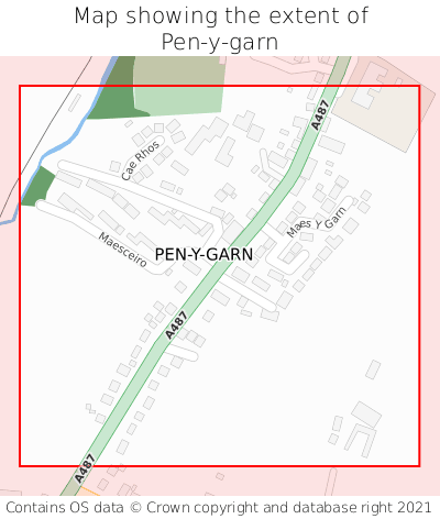 Map showing extent of Pen-y-garn as bounding box