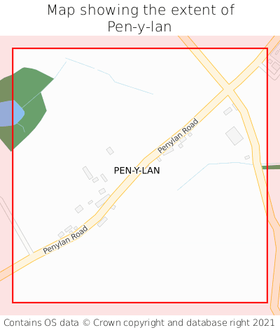 Map showing extent of Pen-y-lan as bounding box