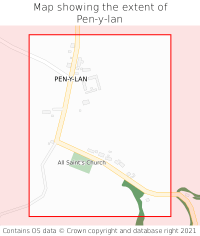 Map showing extent of Pen-y-lan as bounding box