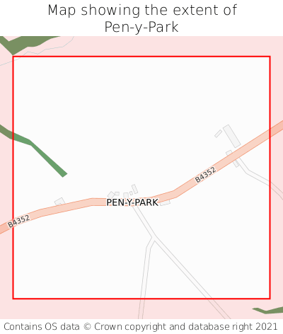 Map showing extent of Pen-y-Park as bounding box