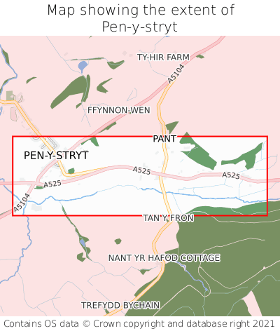 Map showing extent of Pen-y-stryt as bounding box
