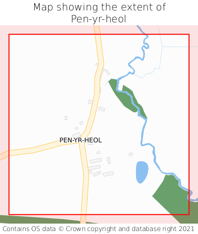 Map showing extent of Pen-yr-heol as bounding box