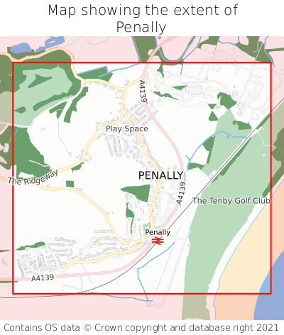 Map showing extent of Penally as bounding box