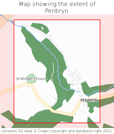 Map showing extent of Penbryn as bounding box