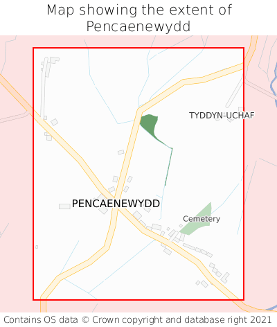 Map showing extent of Pencaenewydd as bounding box