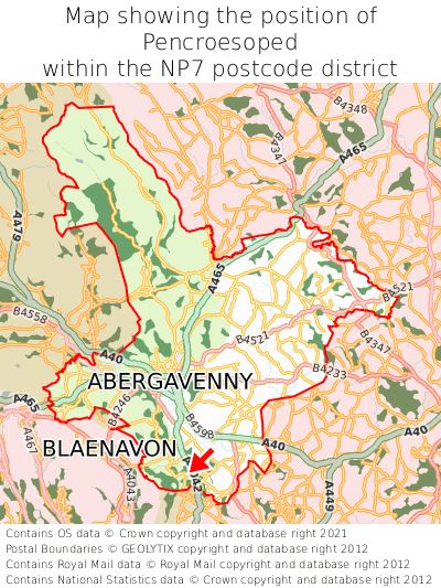 Map showing location of Pencroesoped within NP7