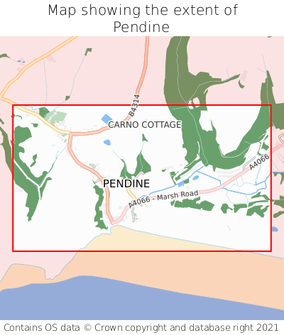 Map showing extent of Pendine as bounding box