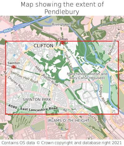 Map showing extent of Pendlebury as bounding box