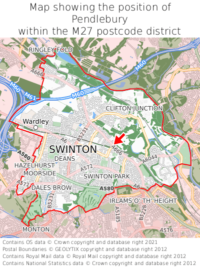 Map showing location of Pendlebury within M27