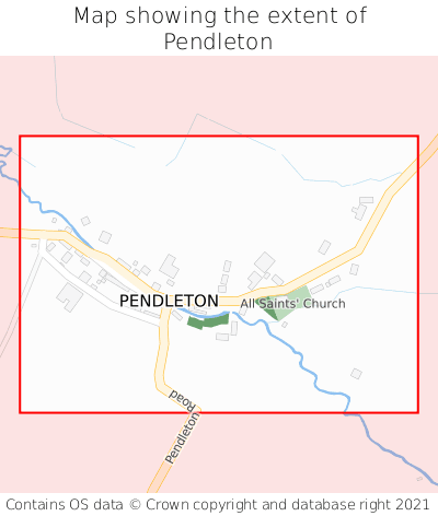 Map showing extent of Pendleton as bounding box