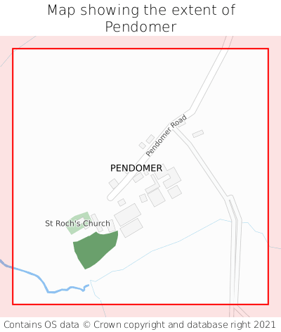 Map showing extent of Pendomer as bounding box