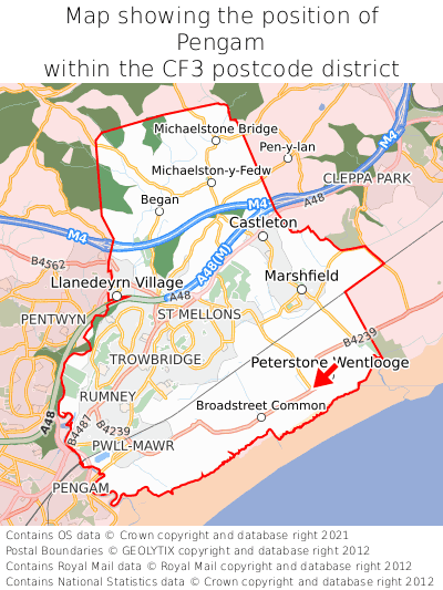 Map showing location of Pengam within CF3