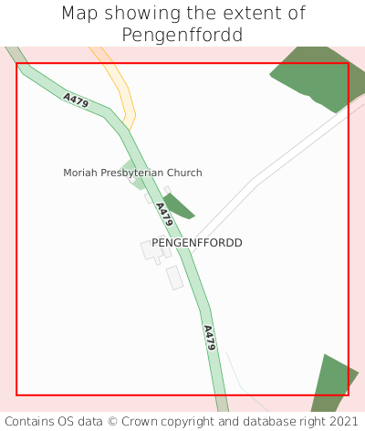 Map showing extent of Pengenffordd as bounding box