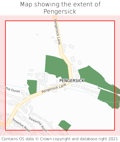 Map showing extent of Pengersick as bounding box