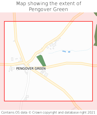Map showing extent of Pengover Green as bounding box