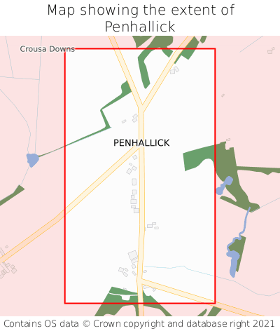 Map showing extent of Penhallick as bounding box