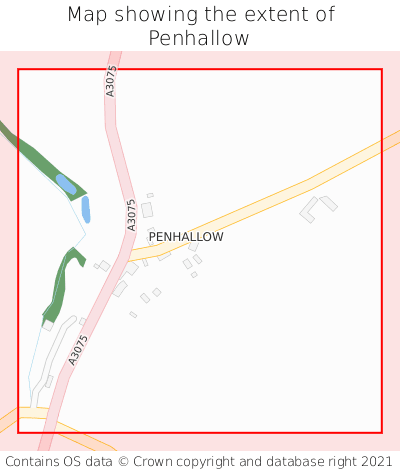 Map showing extent of Penhallow as bounding box