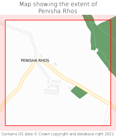 Map showing extent of Penisha Rhos as bounding box
