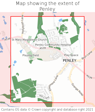 Map showing extent of Penley as bounding box